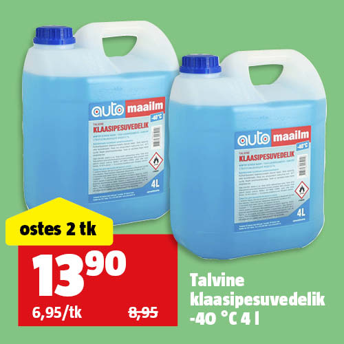  Talvine klaasipesuvedelik -40 °C 4 l: ostes 2 tk hind kokku 13,95€