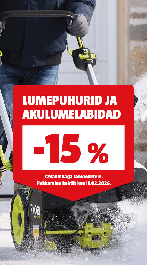 Lumepuhurid ja akulumelabidad -15% tavahinnast. kehtib kuni 1.02.2026.