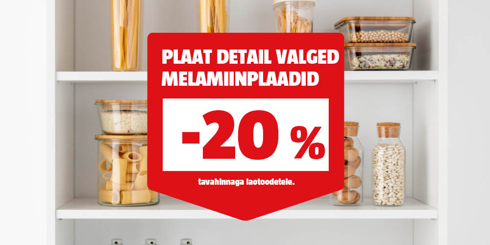 Plaat Detail valged melamiinplaadid -20% tavahinnast.
