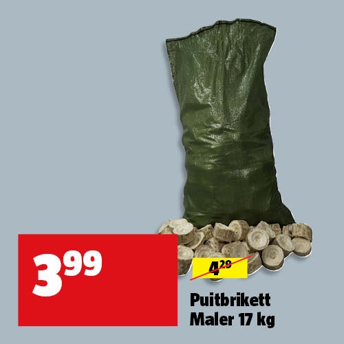 Puitbrikett Maler 17 kg hinnaga 3,99&euro;