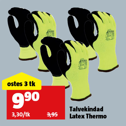Talvekindad Latex Thermo: ostes 3 tk, maksad 9,90&euro;
