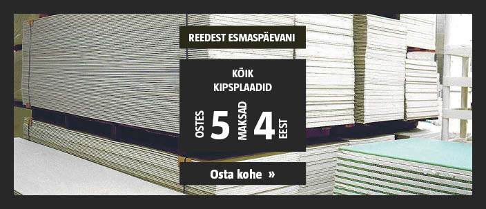 Vaid R-E! Kõik kipsplaadid ostes 5, maksad 4 eest.
