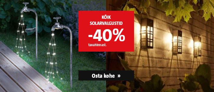 Kõik solarvalgustid -40% tavahinnast. Kampaania kehtib kuni 31.10.2025.