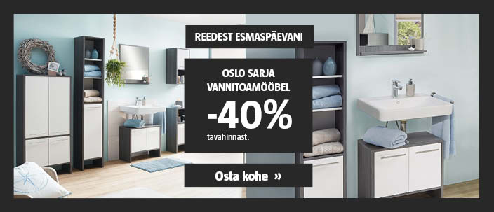 Vaid R-E! Oslo sarja vannitoamööbel -40% tavahinnast.
