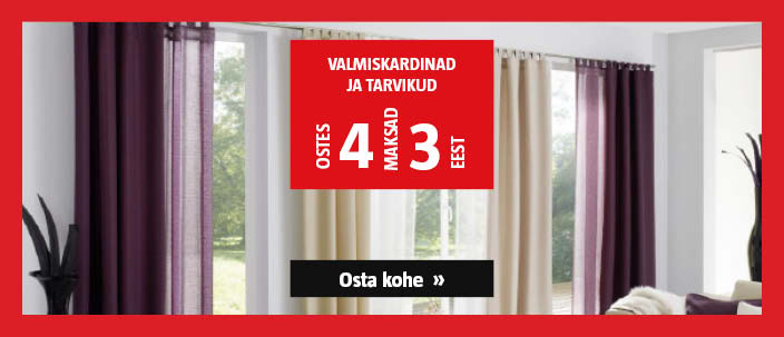 Valmiskardinad ja tarvikud ostes 4, maksad 3 eest.