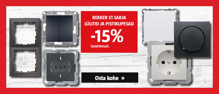 Bekker S1 sarja lülitid ja pistikupesad -15% tavahinnast.
