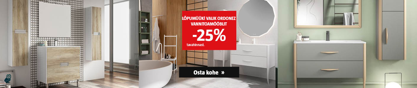 Lõpumüük! Valik Ordonez vannitoamööblit -25% tavahinnast.