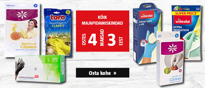 Kõik majapidamiskindad ostes 4, maksad 3 eest.