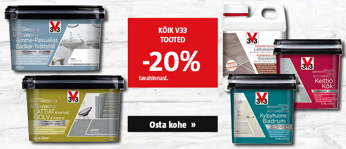 Kõik V33 tooted -20% tavahinnast.
