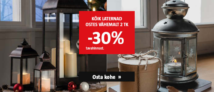 Kõik laternad ostes vähemalt 2 tk, saad -30% tavahinnast.